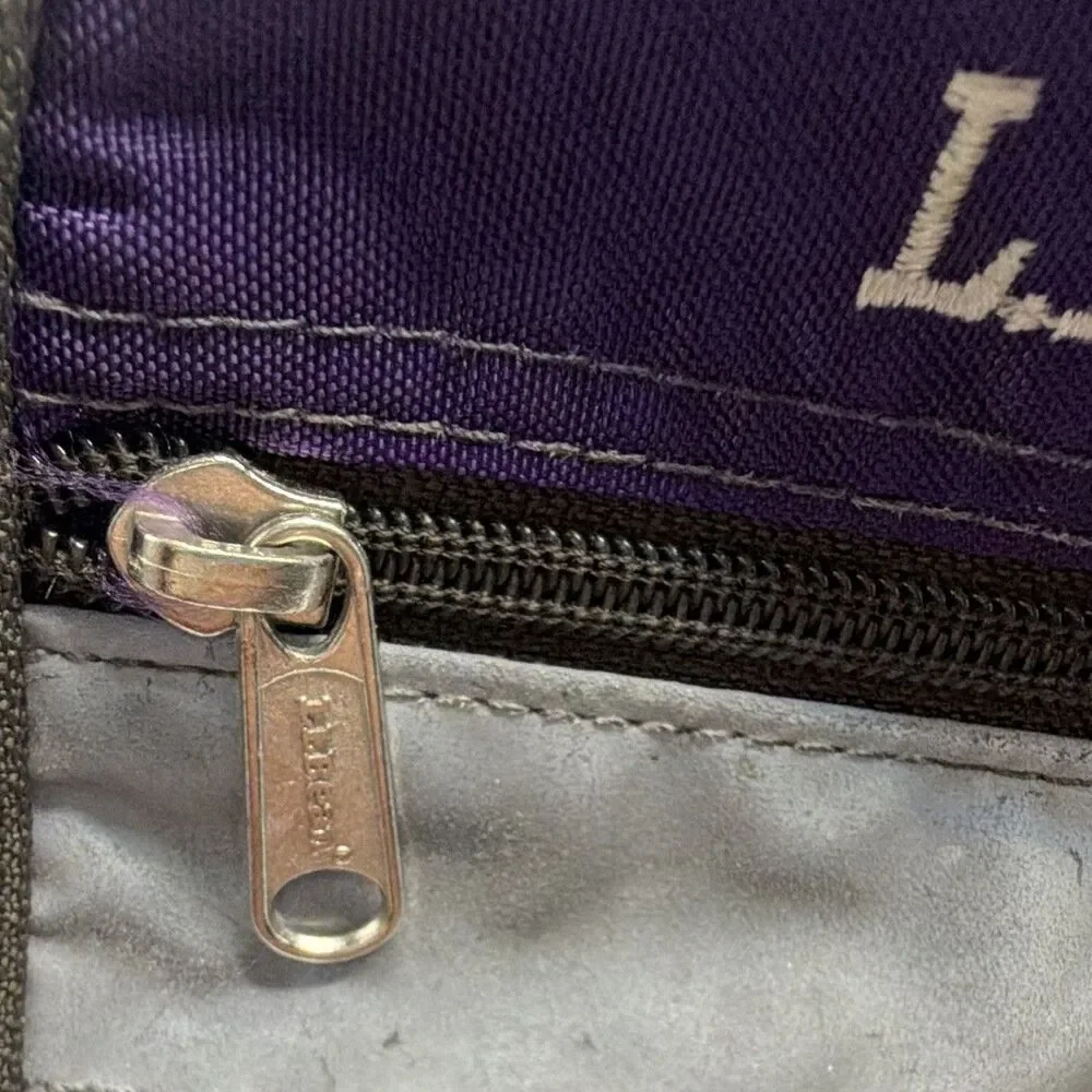 LL Bean Deluxe Book Pack Backpack Purple Grey Reflective Trim School Travel Bag
